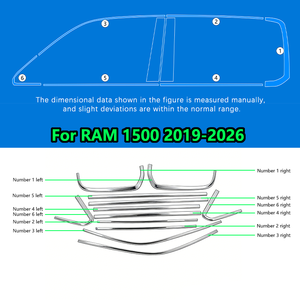 Accessori Auto Personalizzati Autera, Modanatura Decorativa Cromata Nera per Finestrini e Porte per Dodge <span class=keywords><strong>RAM</strong></span> 1500 RHO 2019-2026 - Product Image 5