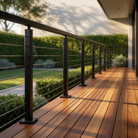 Poteau de balustrade de balcon en câble noir au design moderne, fabrication OEM