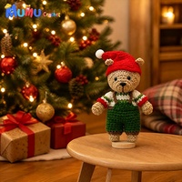 Ours en peluche de Noël fait main au crochet, poupée Amigurumi avec chapeau de Père Noël, décoration de bureau, cadeau de fêtes, vente en gros personnalisée