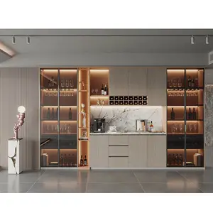 定制橱柜高品质现代玻璃木制葡萄酒展示客厅橱柜