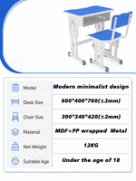 Ensemble Chaise et Bureau Scolaire Moderne et Durable, Réglable, en Métal, pour Étudiants, Table d'Étude Ergonomique pour Enfants, Mobilier de Bureau à Domicile