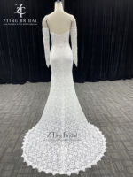 Robe de mariée trompette ivoire grande taille à épaules dénudées, avec décolleté cœur et appliques en dentelle, pour les acheteurs de boutiques de mariage, sur mesure