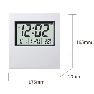 Horloge numérique de bureau LCD à piles en plastique avec alarme, calendrier, fonction snooze, température intérieure, minuteur, grand logo, pour montage mural, Reloj - Product Image 5