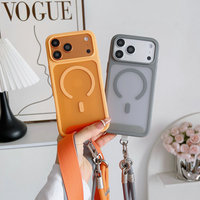 Coque de téléphone magnétique en TPU+PC mat avec cordon de suspension et lanière bandoulière pour iPhone 18 Pro Max 17 16 15 14, compatible avec la recharge sans fil