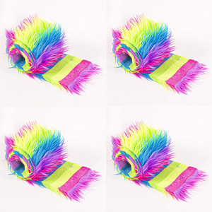 Cintas de Pelo Sintético Largo Multicolor, 4 Piezas/Set, Decoración para Árbol de Navidad, Falda, Barba de Gnomo, Adorno para Corona de Navidad y Disfraces - Product Image 1