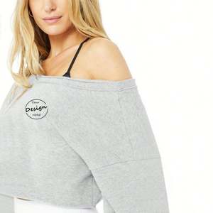 เสื้อสเวตเตอร์แบบสวมหัวเปิดไหล่สำหรับผู้หญิงเสื้อครอปคอตตอนทรงโอเวอร์ไซส์ผ้านิ่มออกแบบโลโก้ได้ตามต้องการ - Product Image 6