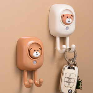 Porte-clés mural multifonctionnel anti-perte avec commande vocale en forme d'ours mignon Marron Crème Blanc - Product Image 1