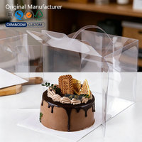 Boîte à gâteau portable entièrement transparente en plastique avec poignée, emballage pliable pour desserts, idéale pour les fêtes, les plats à emporter et la livraison