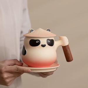 Tasse à thé en céramique Panda créative personnalisée avec infuseur, idéale pour le bureau, cadeau pour hommes et femmes, vaisselle haut de gamme 301-400ml, design moderne - Product Image 2