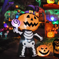 Modelo Inflable Individual de Calabaza y Calavera GOOSH para Halloween con Iluminación Integrada para Jardines, Céspedes y Fiestas al Aire Libre