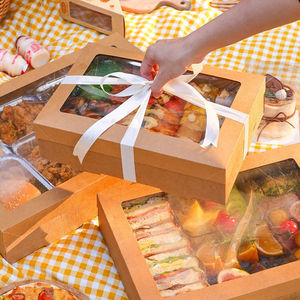 กล่องใส่อาหารทำจากกระดาษคราฟท์แบบใช้แล้วทิ้งสำหรับร้านอาหารกล่องใส่แฮมเบอร์เกอร์สลัดอาหารจานด่วน - Product Image 4