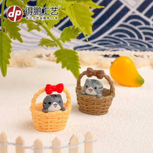 Figurines de chat miniatures en forme de panier, moulées par injection, ornements décoratifs pour la maison, cadeaux d'anniversaire Depeng Crafts - Product Image 4