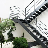 Escalier extérieur préfabriqué à prix avantageux, antidérapant, en fer, en métal, en acier