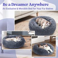 Lits apaisants pour chats d'intérieur, doux et chauds, en fausse fourrure moelleuse, avec rebord surélevé et base antidérapante