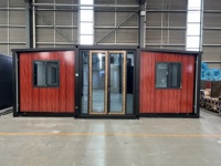 Maison conteneur extensible à double aile, bâtiment préfabriqué portable pour camp de travailleurs, bureau de chantier, projet de logement d'urgence