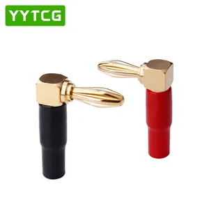 YYTCG gold plated 4mm Elbow Banana Plug / Socket Banana Connectors L Type Speaker Jack connector termina right angle 90 degree