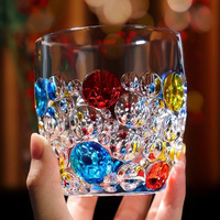 Chope à bière en verre Sunpro, motif rond peint à la main, design moderne – Vaisselle élégante pour hôtel et usage domestique, cadeau d'affaires