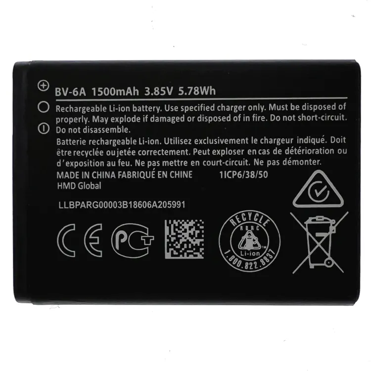 Lithium Battery BV-6A for Nokia 2720 V Flip TA-1295 Cell Phones 1500mAh