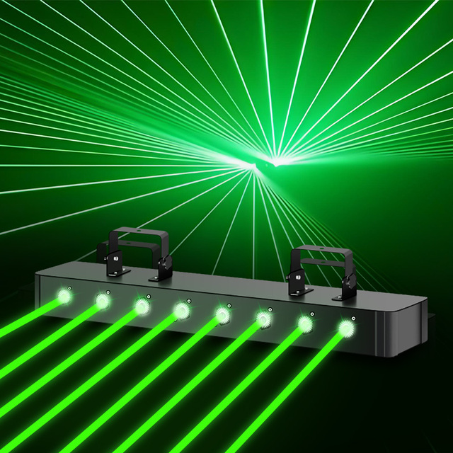 8 Eyes 500mw Green Laser Lights with DMX512 Control IP33 Ra95 AC110-220V for DJ Disco Night Club & Bar Use
