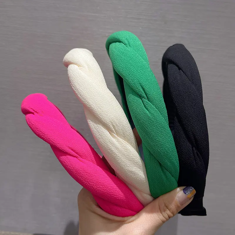 2022 New Arrival Cute Candy Sweet Color Women Fashion Hair Accessories Bands Korean INS Sponge Twist Fabric Hairband Headband