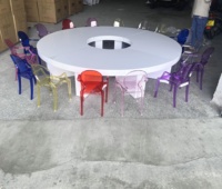 Tables pour enfants en serpentine blanche, design lune, pour 16 places, pour fêtes d'enfants, salle à manger, mobilier d'hôtel, salon extérieur