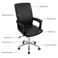 Chaise de bureau ergonomique moderne pour usage commercial, chaise de bureau de direction en cuir PU avec hauteur réglable et accoudoirs 3D