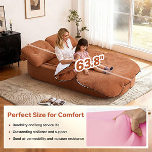 Modern Corner Sofa <b>Set</b> with 2 Pillows Convertible <b>Linen</b> Sofa Bed Eco-Friendly & Durable No Assembly Required - Product Image 2