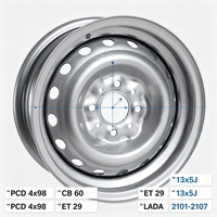 Rin de Aleación de 13 Pulgadas 13x5J 4x98 CB60 ET29 OE 2103-3101015-07 para Lada Riva 2101 2102 2103 2104 2105 2106 2107 1970-2012