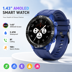 Montre connectée M61 2026 avec GPS intégré, écran AMOLED 1,43 pouces, suivi de santé 24h/24, étanche 5 ATM, assistant IA - Product Image 1