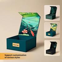 Boîte cadeau portable en carton rigide noir mat de luxe, impression personnalisée, avec doublure en éponge et couvercle magnétique