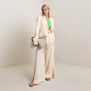 Nuovi arrivi biancheria con coulisse vita larga gambe caviglie spacca pantaloni da donna giacca abito - Product Image 4