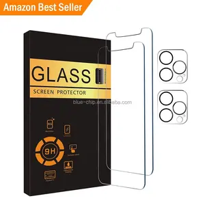 Screen Protector Compatibel Voor Iphone 12 2 Pack Gehard Glas + 2 Pack Camera Lens Protector Met Eenvoudige Installatie Hd clear