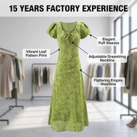 Robe longue d'été vintage pour femme, manches courtes, volants, dentelle, coupe trapèze, taille empire, respirante, décontractée, élégante, en polyester, antistatique