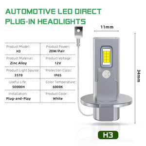 Tgz <span class=keywords><strong>ไฟ</strong></span>หน้ารถ <span class=keywords><strong>LED</strong></span> 2ชิ้น H3ความสว่างสูงลูกปัด CANbus กับจีนจุดแข็งร้านค้า - Product Image 2