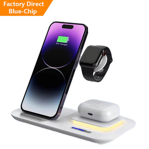 Station de téléphone à alignement automatique 15W aimant pliant pliable 5 en un chargeur sans fil à bobine rapide 15W sur la station de charge de bureau - Product Image 1