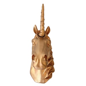 Gold <strong>Unicorn</strong> Resin Animal Head Wall <strong>Decor</strong> Ready to Hang 14.5 Inches - Product Image 1
