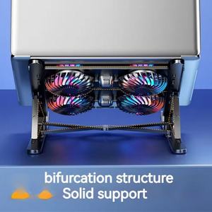 Support de refroidissement pour ordinateur portable en aluminium portable, réglable, base de refroidissement pliable, coussinets de refroidissement pour ordinateur portable de 13 à 17,3 pouces avec 4 ventilateurs - Product Image 4