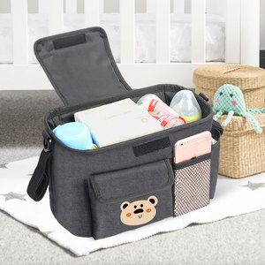 Organizador de cochecito universal con estampado de dibujos animados con portavasos aislado bolsas de pañales para mamá bolsa organizadora de cochecito de bebé - Product Image 5