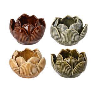 ที่ใส่เทียนรูปดอกบัวเซรามิกทรงกลม 8ซม. สูง 5ซม. แบบต่างๆ - Product Image 1