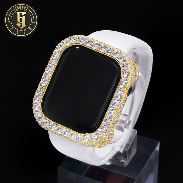 Pass Diamond Tetser 42mm Moissanite Watch Bezel Iced Out Jewelry 18K Gold Plated Luxury Watch Parts Accessories for Series 11