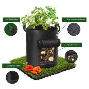 أكياس زراعة البطاطس الحديثة الصديقة للبيئة سعة 10 جالون، مع مقابض معززة، أوعية من قماش غير منسوج سميك للاستخدام على الجدران لزراعة الطماطم والخضروات - Product Image 3