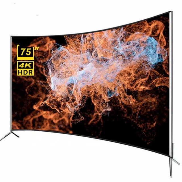 Factory OEM LED Television 4K 75 Inch Curved Smart TV 4K Big Screen Ultra HD 75 Inch TV