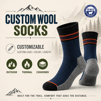 Chaussettes de sport chaudes d'hiver de qualité supérieure, chaussettes de randonnée, chaussettes en laine mérinos avec logo, chaussettes thermiques personnalisées en gros