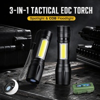Zoom USB Senter Mini IP54 yang Dapat Diisi Ulang XPE COB Lampu Samping Baterai Terpasang Senter Teleskopik EDC untuk Berkemah