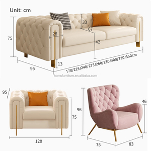 Canapé sectionnel nordique de luxe moderne capitonné trois places avec structure métallique, rembourrage <span class=keywords><strong>en</strong></span> éponge, écologique et durable pour appartement - Product Image 2