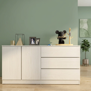 Armoire moderne à 2 portes et 5 tiroirs, en aggloméré/panneaux de particules de haute qualité, pour chambre, cuisine, salon, rangement contemporain pour la maison - Product Image 2