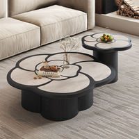 Table basse en pierre frittée courbée design pour salon et maison