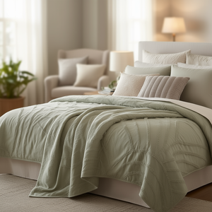 Couverture Austral King Size verte matelassée moderne pour usage domestique en polyester et coton - Product Image 2