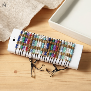 Set di 24 Bracciali con Pietre Nere Rotonde, Gioielli Regolabili con Perline per Donne, Accessori Moda - Product Image 2