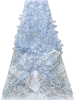 NI.A Dentelle de luxe en filet brodée à la main 3D avec appliques florales, strass, perles et paillettes pour la décoration de traîne de robe de mariée